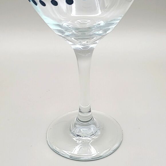 Long Stem Wine Goblets with Navy Swirly Dots (Set of 4) - Picture 5 of 6